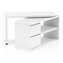 Fleur Wooden Rotating Storage Computer Desk In White