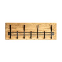 Fresno Wooden Coat Rack With 7 Metal Hooks In Oak Oiled Black