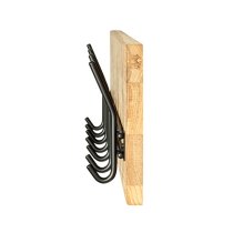 Fresno Wooden Coat Rack With 7 Metal Hooks In Oak Oiled Black