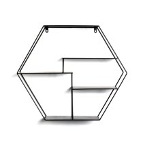 Elwoka Metal 4 Shelves Hexagonal Wall Shelf In Black