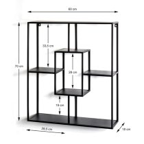 Elwoka Metal 4 Shelves Geometric Wall Shelf In Black