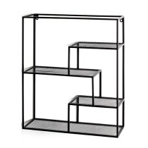 Elwoka Metal Wall Shelf With 4 Mesh Shelves In Black