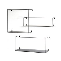 Elwoka Metal Set Of 3 Wall Shelves In Black