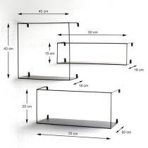 Elwoka Metal Set Of 3 Wall Shelves In Black