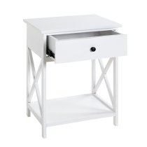 Bellvue Wooden 1 Drawer End Table With Shelf In White