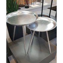 Bellvue Round Metal End Table In Silver