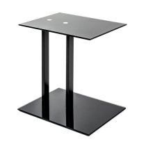 Bellvue Glass Top End Table With Metal Base In Black