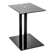 Bellvue Glass Top End Table With Metal Base In Black