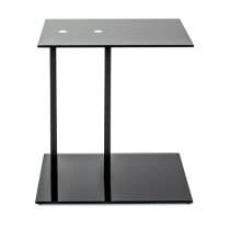 Bellvue Glass Top End Table With Metal Base In Black