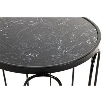 Bellvue Round Marble End Table With Metal Base In Black