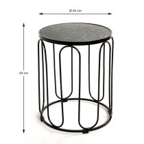 Bellvue Round Marble End Table With Metal Base In Black