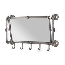 Learo Metal Wall Hung Coat Rack With Mirror In Anthracite