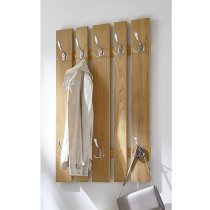 Learo Wall Hung Coat Rack In Oak With 8 Stainless Steel Hooks