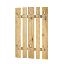 Learo Wall Hung Coat Rack In Oak With 8 Stainless Steel Hooks