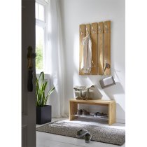 Learo Wall Hung Coat Rack In Oak With 8 Stainless Steel Hooks