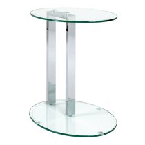 Creek Round Clear Glass Side Table With Chrome Stand