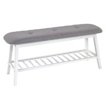 Turlock Wooden Shoe Storage Bench In White With Grey Seat