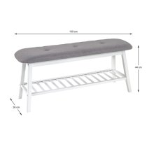 Turlock Wooden Shoe Storage Bench In White With Grey Seat