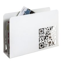 Starke Metal Abstract QR Code Punching Magazine Rack In White