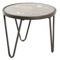 Simons Round Clear Glass Side Table With Anthracite Metal Legs