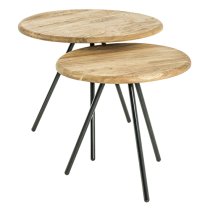 Simons Large Wooden Side Table In Oak With Black Metal Legs