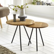 Simons Large Wooden Side Table In Oak With Black Metal Legs