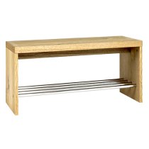 Ronde Wooden Shoe Storage Bench In Oak With Chrome Shelf