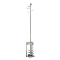 Mcdowell Metal 5 Hooks Coat Stand With Umbrella Stand In Silver