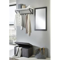 Myers Wooden Wall Hung 5 Hooks Coat Rack In Grey And White