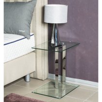 Forney Clear Glass Side Table With Chrome Metal Stand