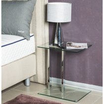 Forney Clear Glass Side Table With Chrome Metal Stand