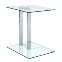 Forney Clear Glass Side Table With Chrome Metal Stand