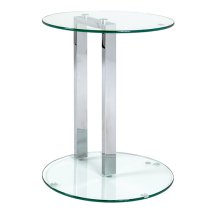 Forney Round Clear Glass Side Table With Chrome Metal Stand