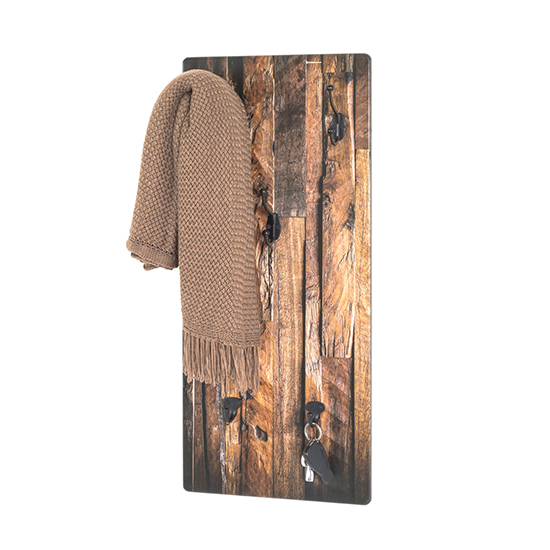 Orem Wooden Wall Hung 5 Hooks Coat Rack In Parquet Print