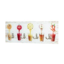 Palos Glass Wall Hung 4 Hooks Coat Rack In Fruit Glasses Print