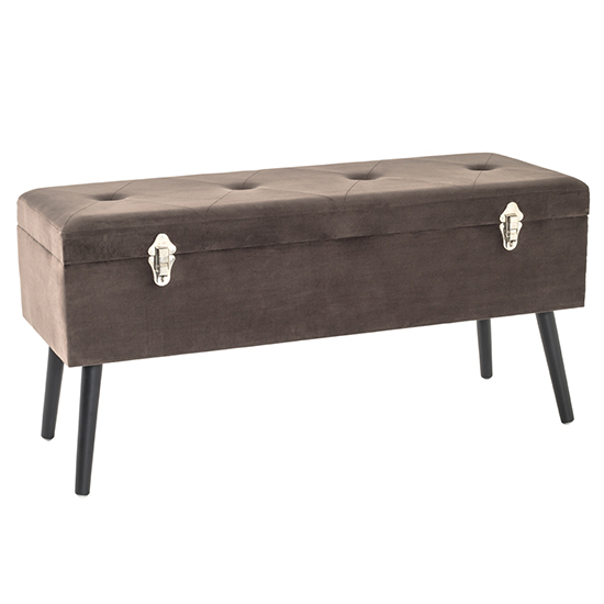 Watford Large Velvet Upholstered Storage Ottoman In Taupe