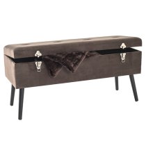 Watford Large Velvet Upholstered Storage Ottoman In Taupe