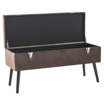 Watford Large Velvet Upholstered Storage Ottoman In Taupe