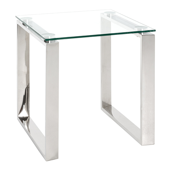 Selma Small Clear Glass Side Table With Stainless Steel Legs