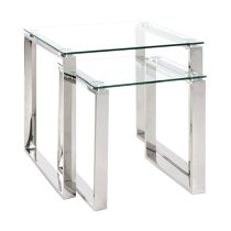 Selma Small Clear Glass Side Table With Stainless Steel Legs