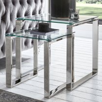 Selma Small Clear Glass Side Table With Stainless Steel Legs