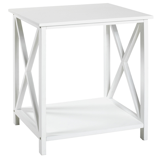 Greenbay Small Wooden Side Table With Undershelf In White