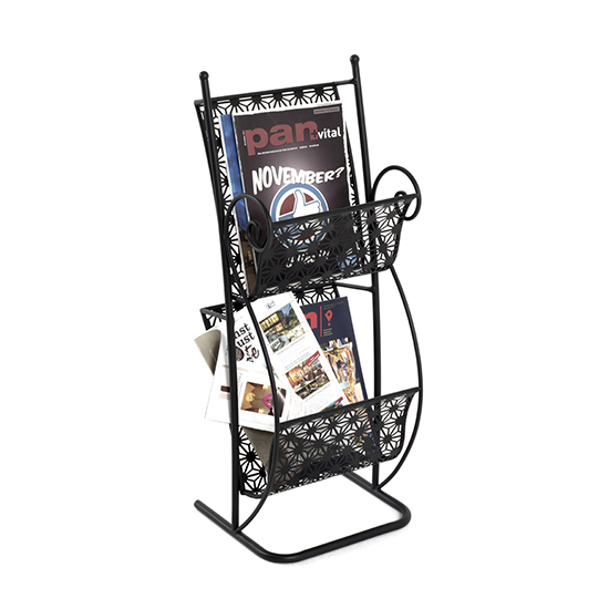 Morros Metal 2 Shelves Magazine Rack In Black