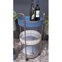 Merksem Metal Serving Trolley In Multicolour With Gold Frame