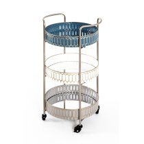 Merksem Metal Serving Trolley In Multicolour With Gold Frame