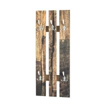 Lisboa Wooden Wall Hung 5 Hooks Coat Rack In Parquet Print