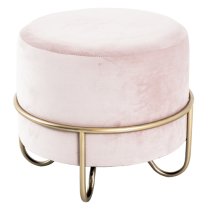 Plano Round Fabric Stool In Cream With Gold Metal Base