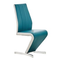 Gia Faux Leather Dining Chair In Teal And White