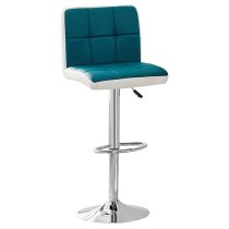 Copez Faux Leather Bar Stool In Teal And White