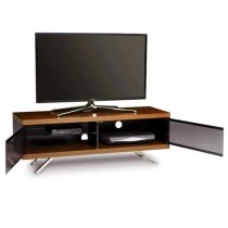 Tavin High Gloss TV Stand With 2 Storage Compartments In Walnut